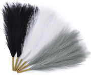 Decorazione con Pampas nero, 45cm 6 pezzi Pampas decorativo moderno per la casa, Pampas decorativo bianco grigio per festa Gothic decorazione per camera, bouquet di Pampas per vaso