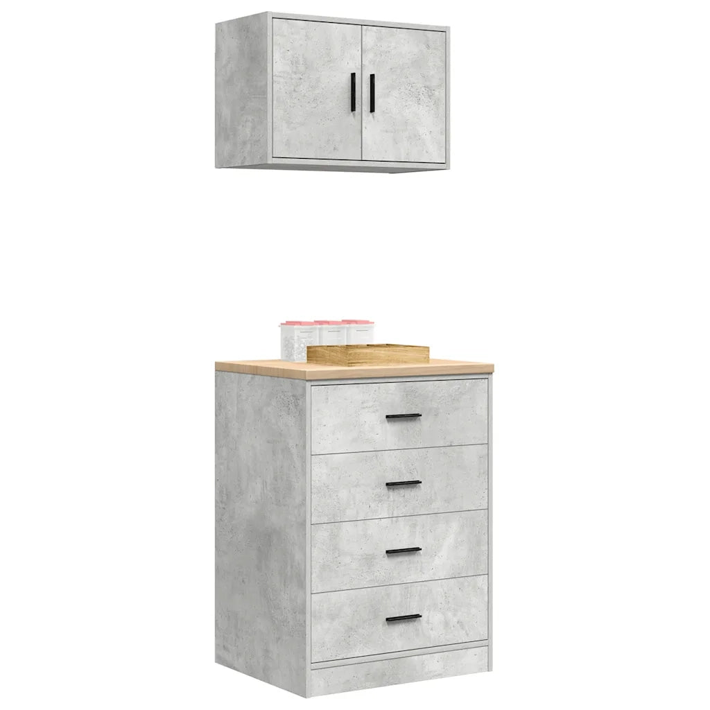 Armadi da Garage 2 pz Grigio Cemento in Legno Multistrato 3328335