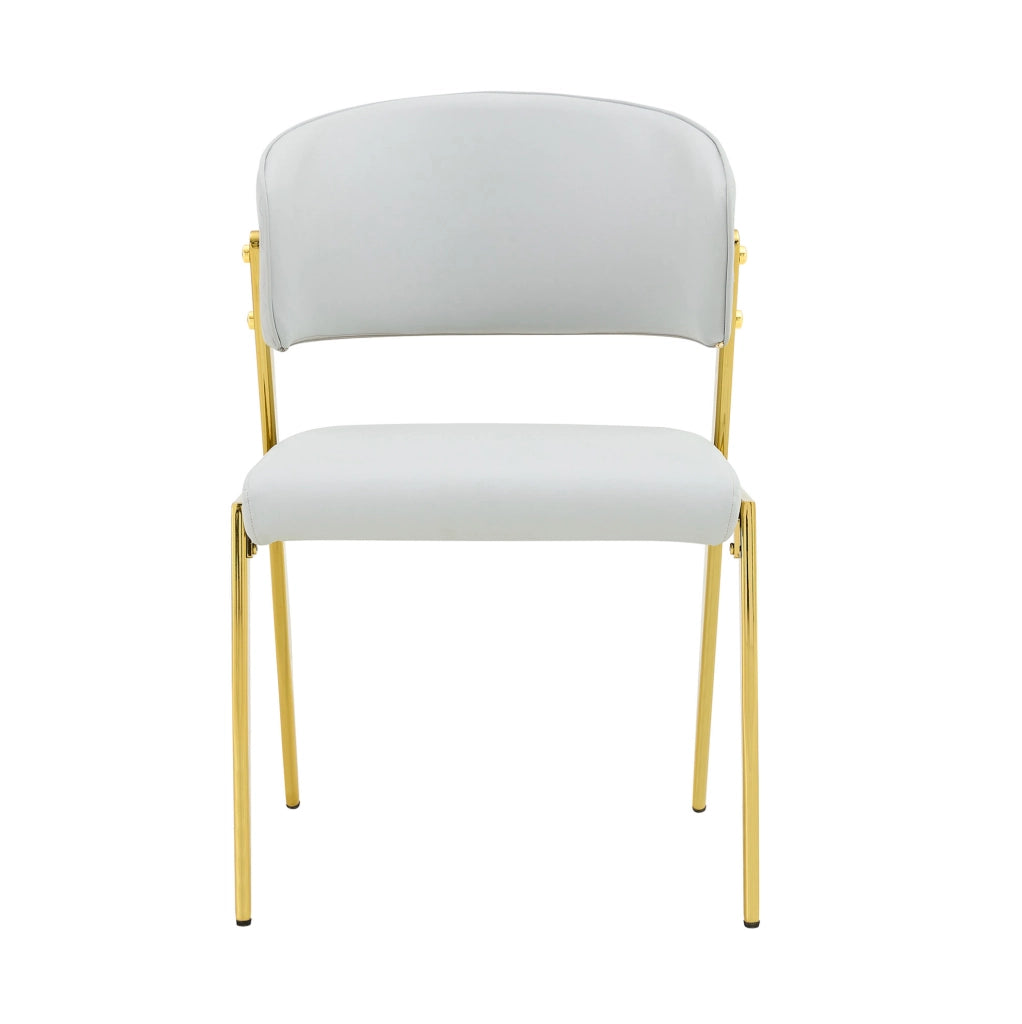 Set di 2 sedie da cucina in PU con schienale curvo grigio chiaro