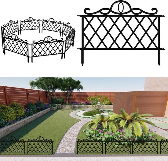 Decorazione per giardino - 8 pezzi di recinzione in plastica per cancello di giardino totale lunghezza 37 m recinzione per giardino rimovibile (forma 1)