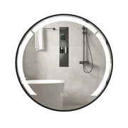 Specchio da bagno led rotondo 60 cm cornice alluminio funzione antifog-Specchio da toeletta 3 colori luce luminosità regolabile specchio