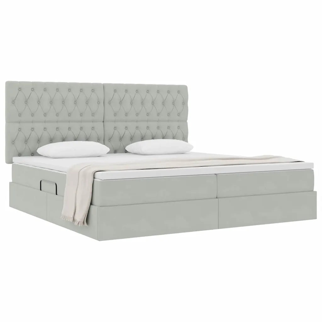 Letto con contenitore e materasso Grigio chiaro 200 x 200 cm