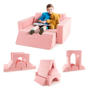 Divano componibile per bambini 105,5 x 101 x 48 cm 8 pezzi sfoderabili e dal design accogliente in pelle scamosciata rosa 20_0019351