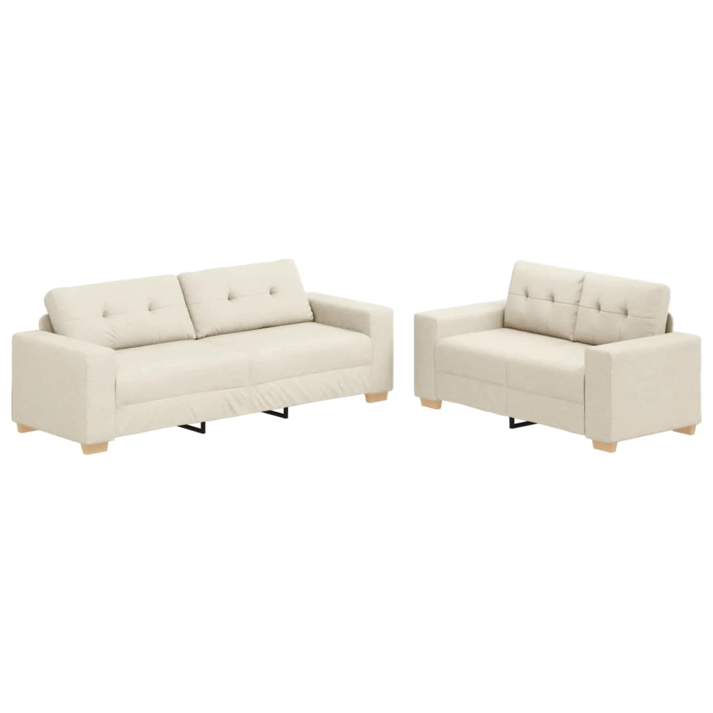 Divano 2 pcs Beige 221 x 80 x 80 cm Tessuto misto lino 3324687