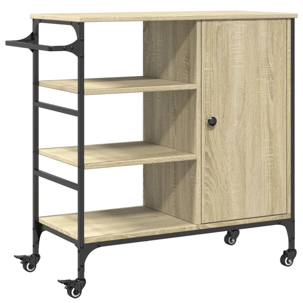 Carrello da Cucina-Scaffale per Cucina Rovere Sonoma 87,5x38,5x84,5 cm Multistrato