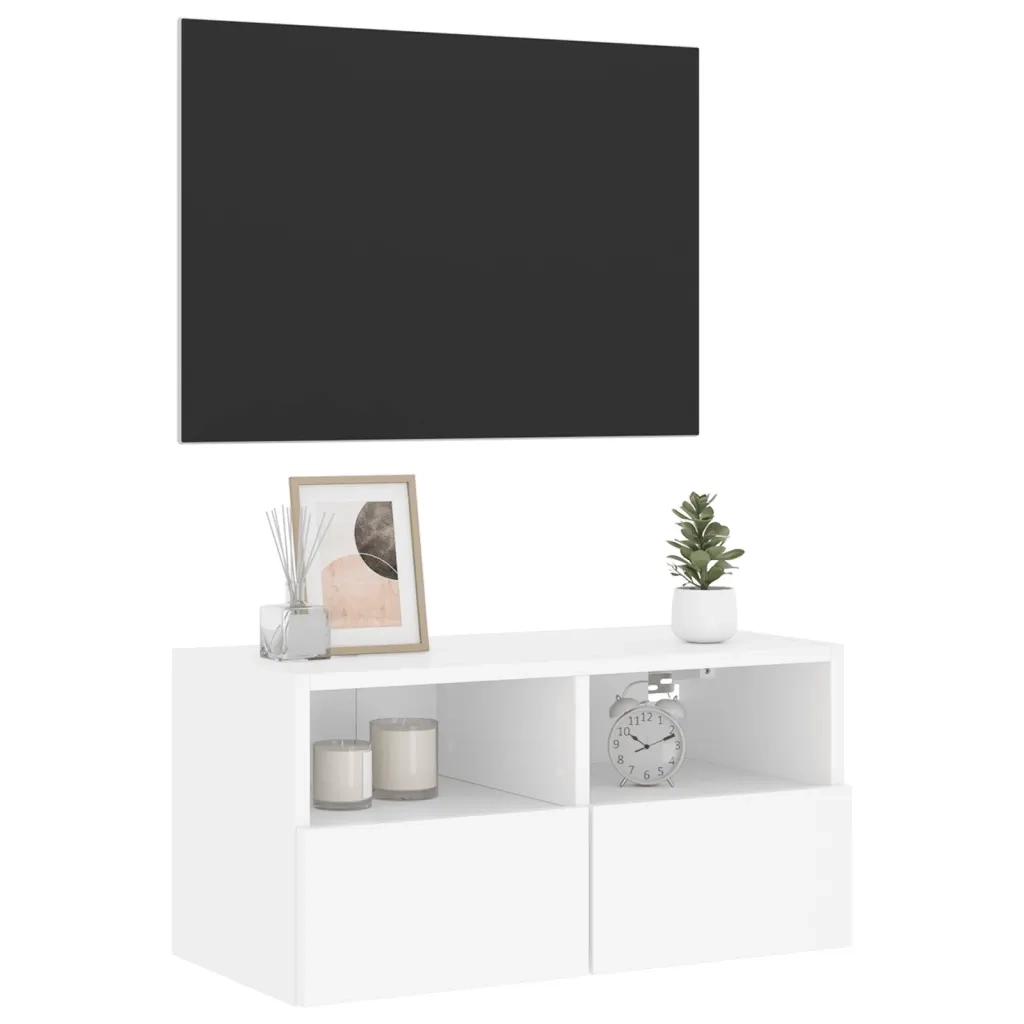Mobile TV a Parete-Mobile TV a Muro Bianco 60x30x30 cm in Legno Multistrato