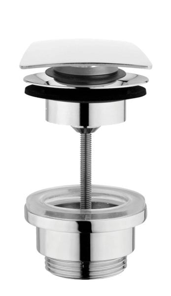 Scarico per lavabo e bidet del bagno,modello clic clac universale con sistema a vite in acciaio inox 304 - con tappo quadrato