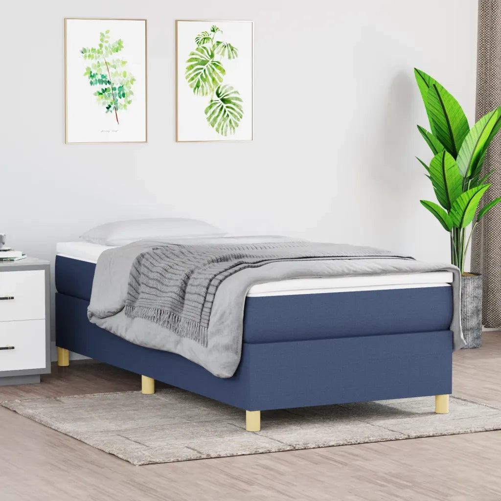 Struttura Letto a Rete a Molle-Giroletto Blu 90x200 cm in Tessuto 435921