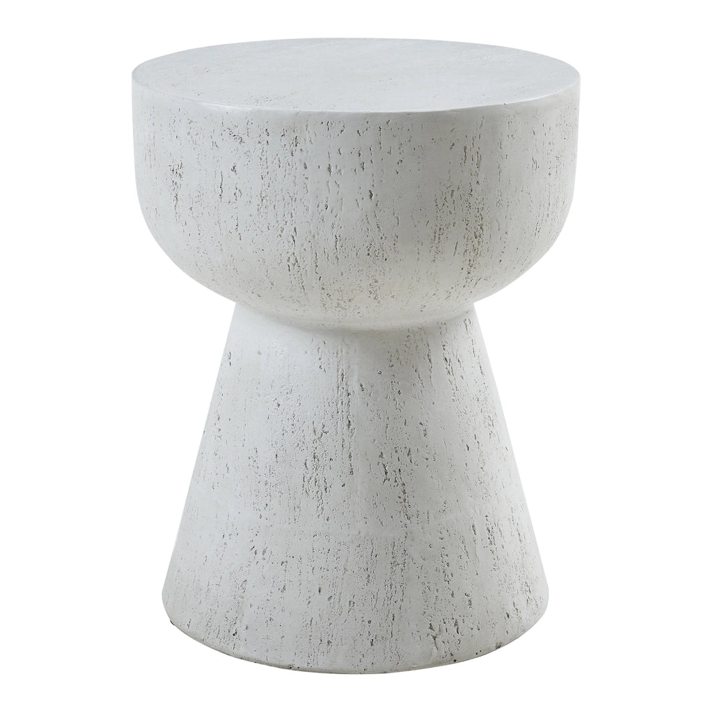 Tavolino Rotondo Oulvepijanse in Calcestruzzo Leggero Design Torre 51xØ40 cm Bianco [en.casa]
