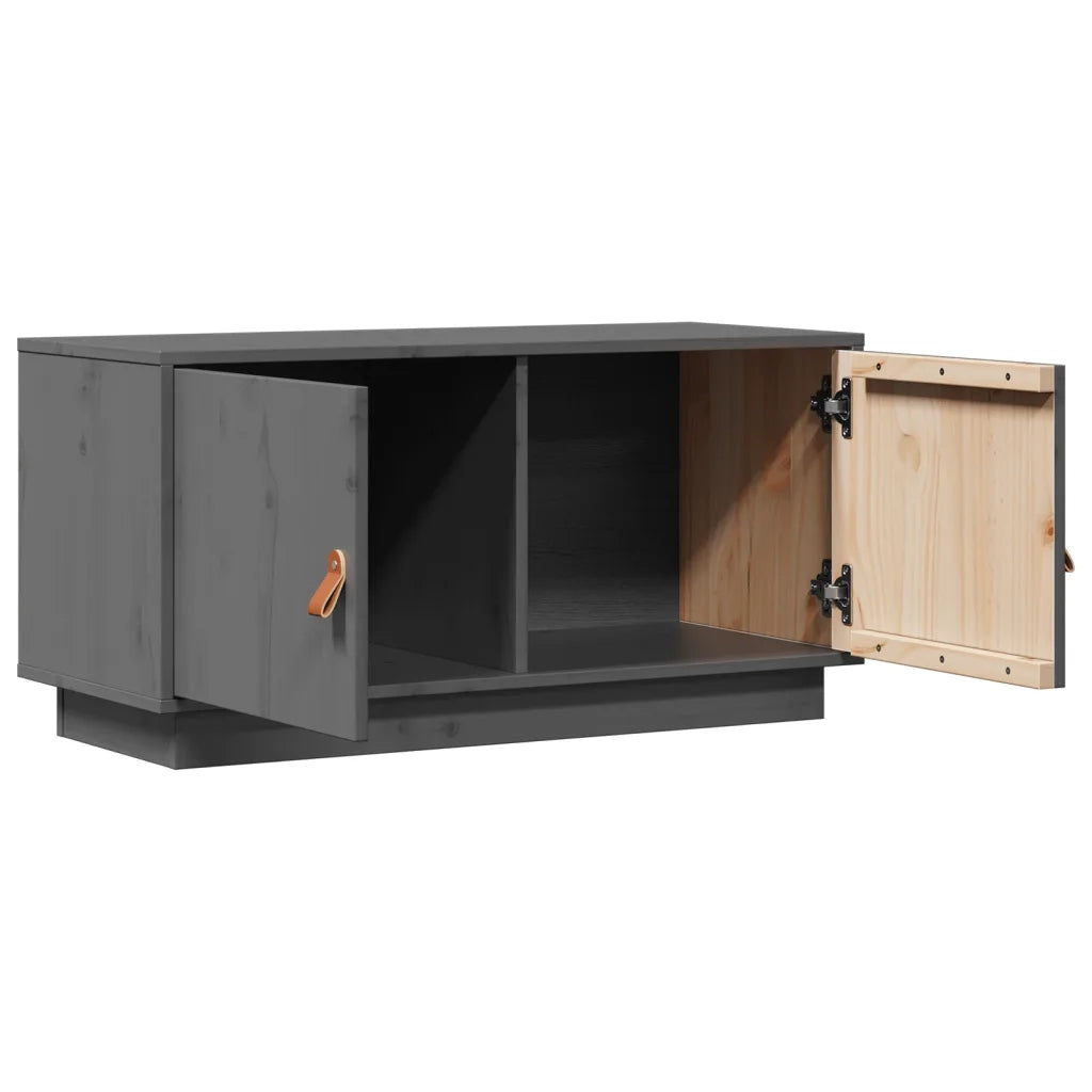 Mobile Porta TV Grigio 80x34x40 cm in Legno Massello di Pino 818232