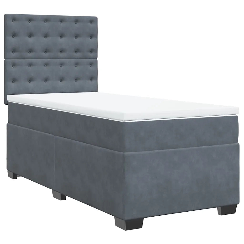 Giroletto a Molle con Materasso Grigio Scuro 80x200 cm Velluto