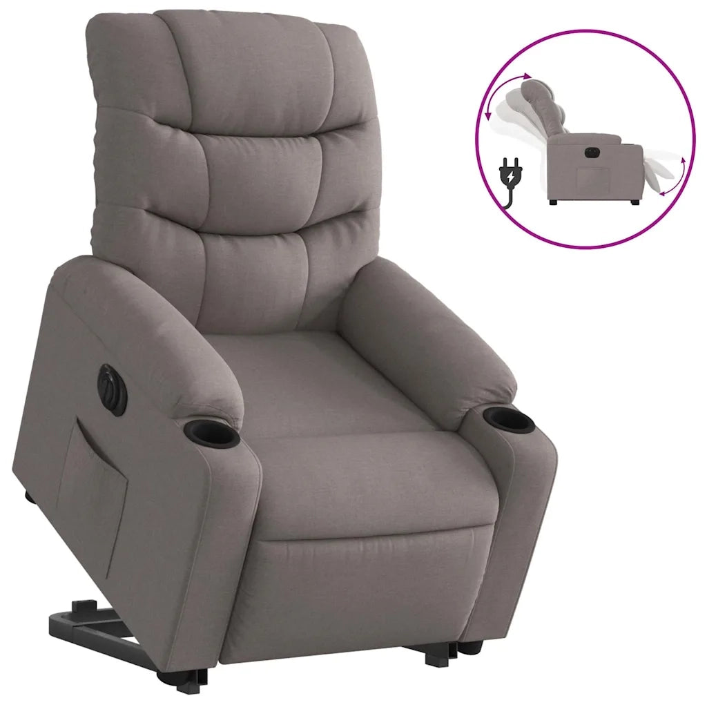 Poltrona Alzapersona Reclinabile Elettrica Tortora in Tessuto 3206670
