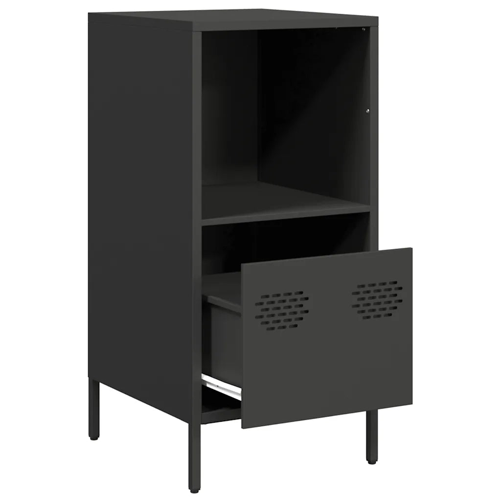 Credenza Nera 35x39x73,5 cm in Acciaio Laminato a Freddo