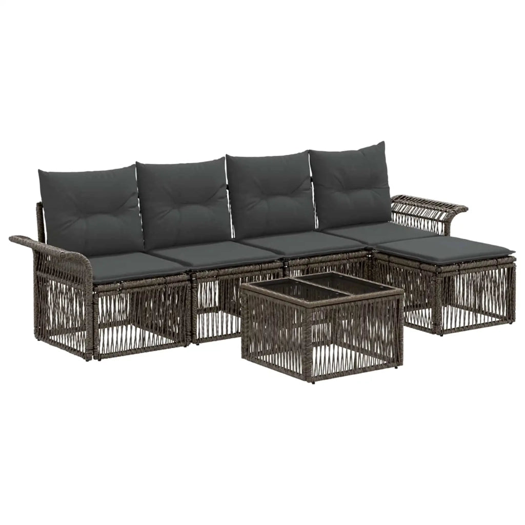 Set Divano da Giardino 6 pcs Grigio polyrattan
