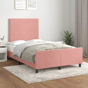 Giroletto con Testiera-Struttura Letto con testiera Rosa 120x200 cm in Velluto 559884