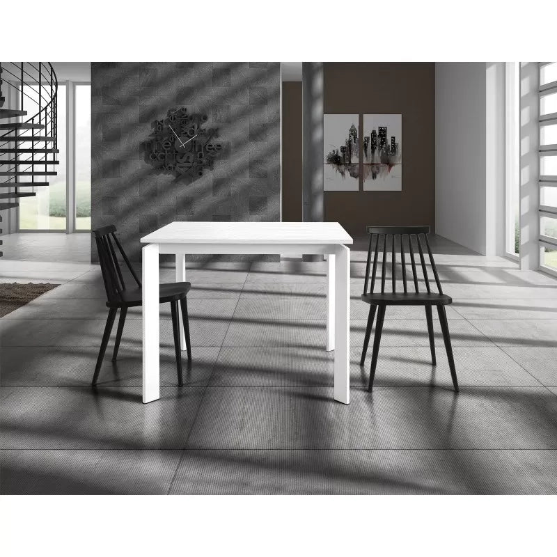 Tavolo moderno allungabile bianco frassinato 90x90x78h (833) - Mobili 2G
