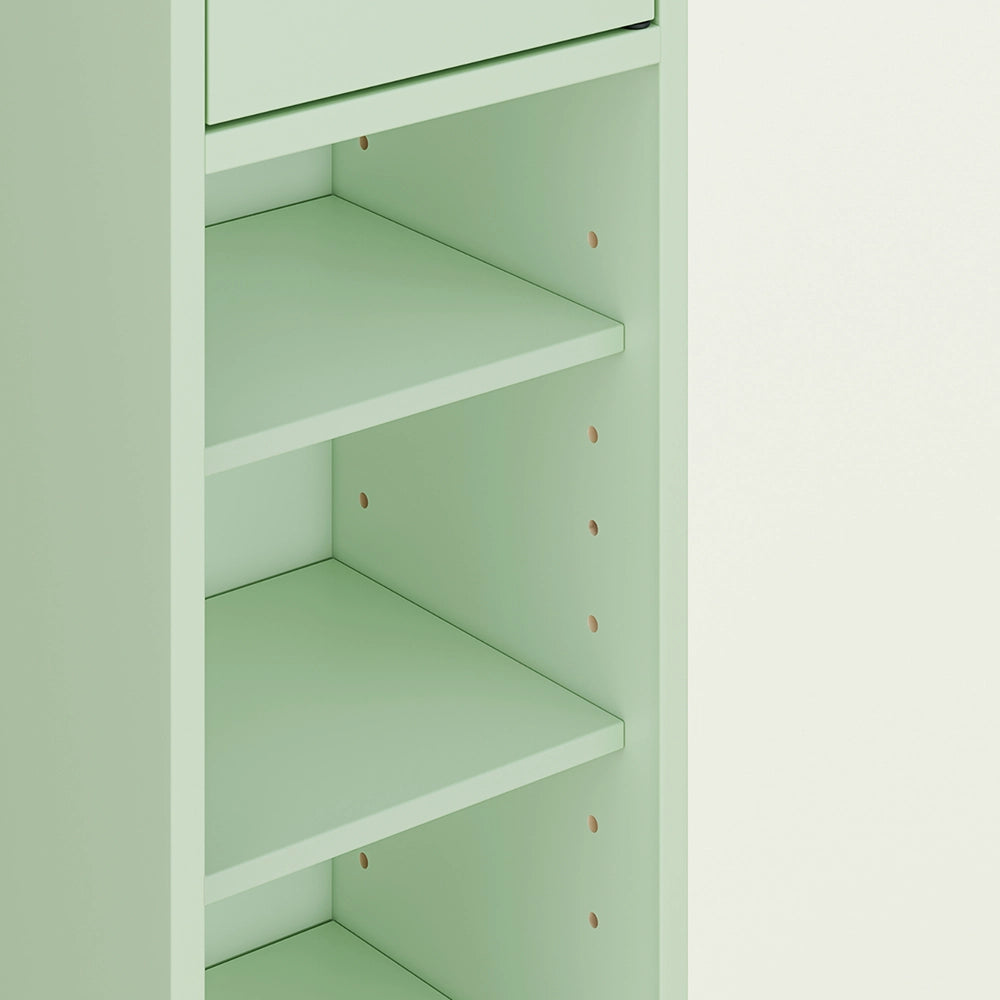 SoBuy Colonna Bagno Stretta – Mobile Bagno Idrorepellente, Alto con Ripiani Regolabili e Cassetto – Armadietto Salvaspazio, MDF, Verde Chiaro, 20x180x20cm, BZR34-II-GR