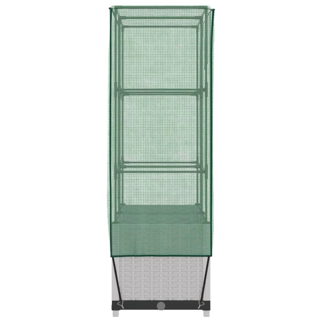 Aiuola rialzata/fioriera con copertura effetto rattan 80 x 40 x 138 cm bianco 02_0038787