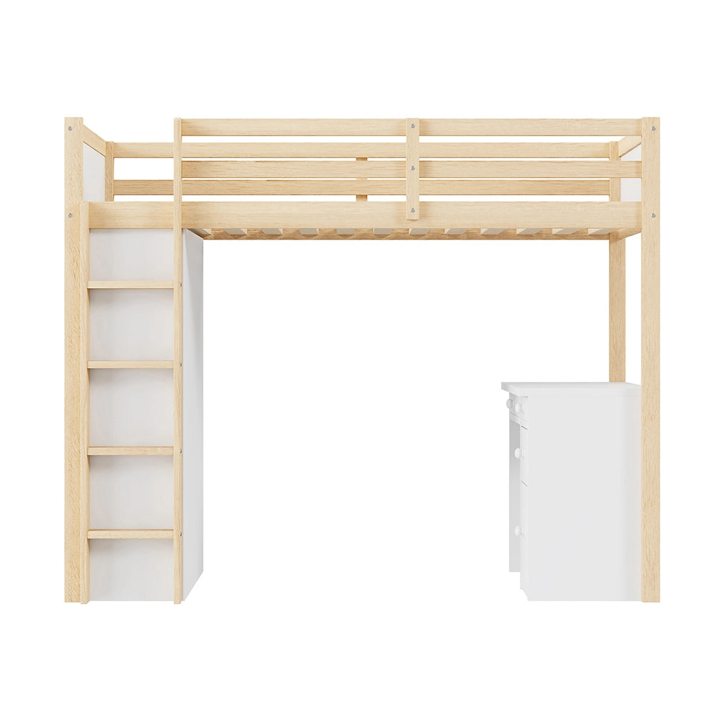 Letto a soppalco multifunzionale - Xylo - 90x200 cm - Legno - Armadi e scrivania