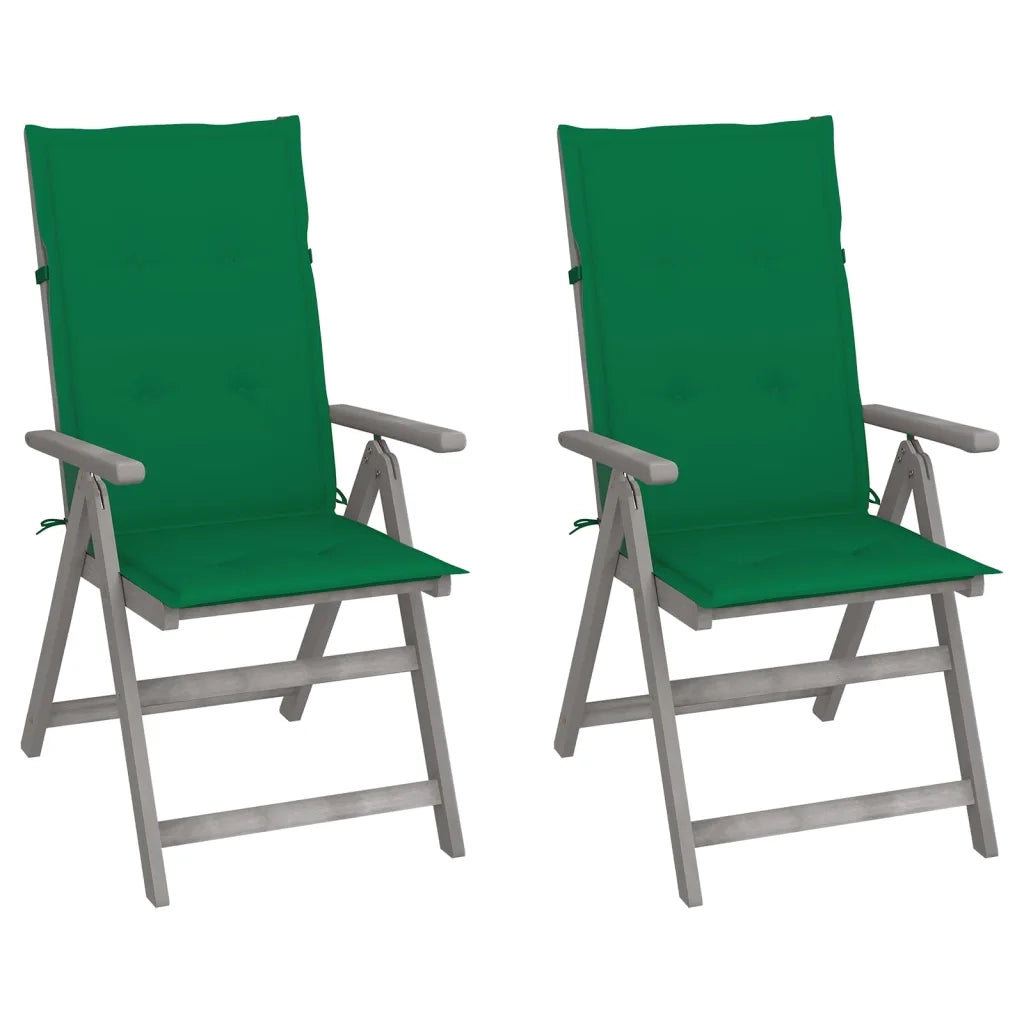 Sedie da Giardino Reclinabili 2pz con Cuscini Massello Acacia cod mxl 6364