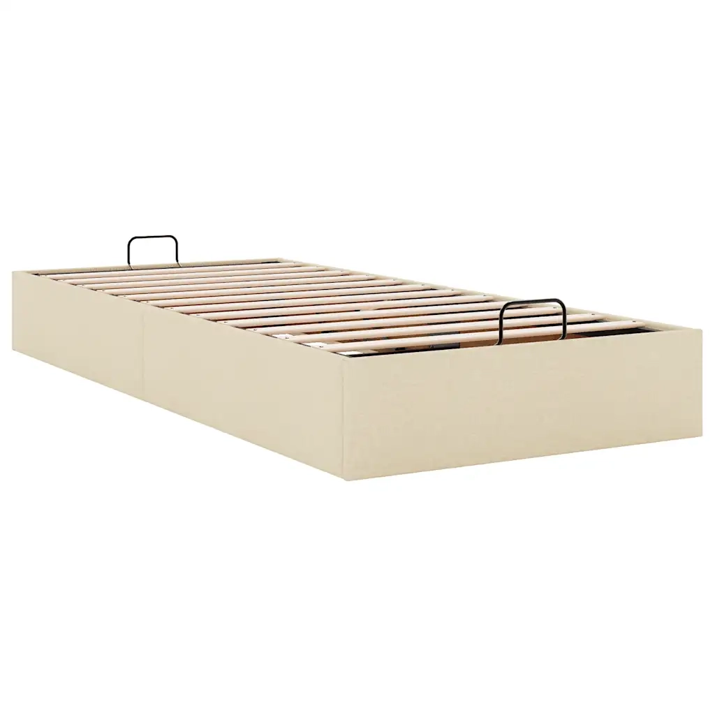Struttura Letto Pouf senza Materasso Crema 90x200 cm in Tessuto