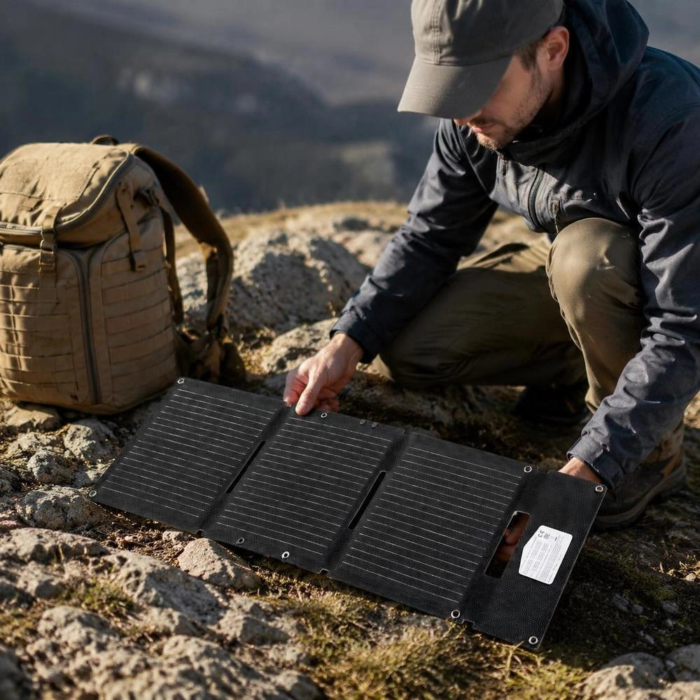30W Foldable Solar Panel Charger, 16BB N-Type Monocrystalline Solar Panel 24% Efficiency, Ultra-Light Portable With USB-A, USB-A (QC3.0) & Type-C Ports For Camping, Backpacking, Phones, Tablets