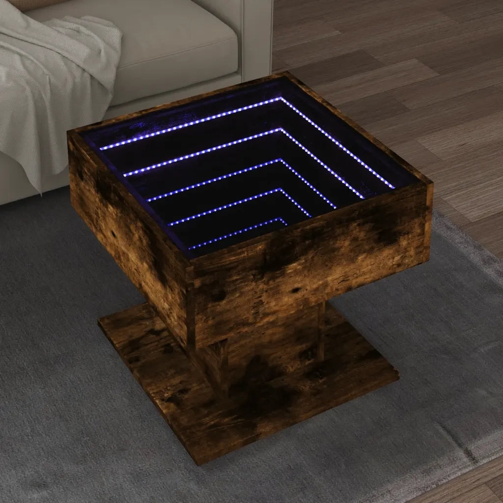 vidaXL Tavolino Salotto con LED Rovere Fumo 50x50x45 cm Multistrato