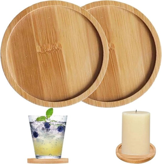 Tavoliere per candele in legno - 2 pezzi - Rondi - Diametro 8 cm
