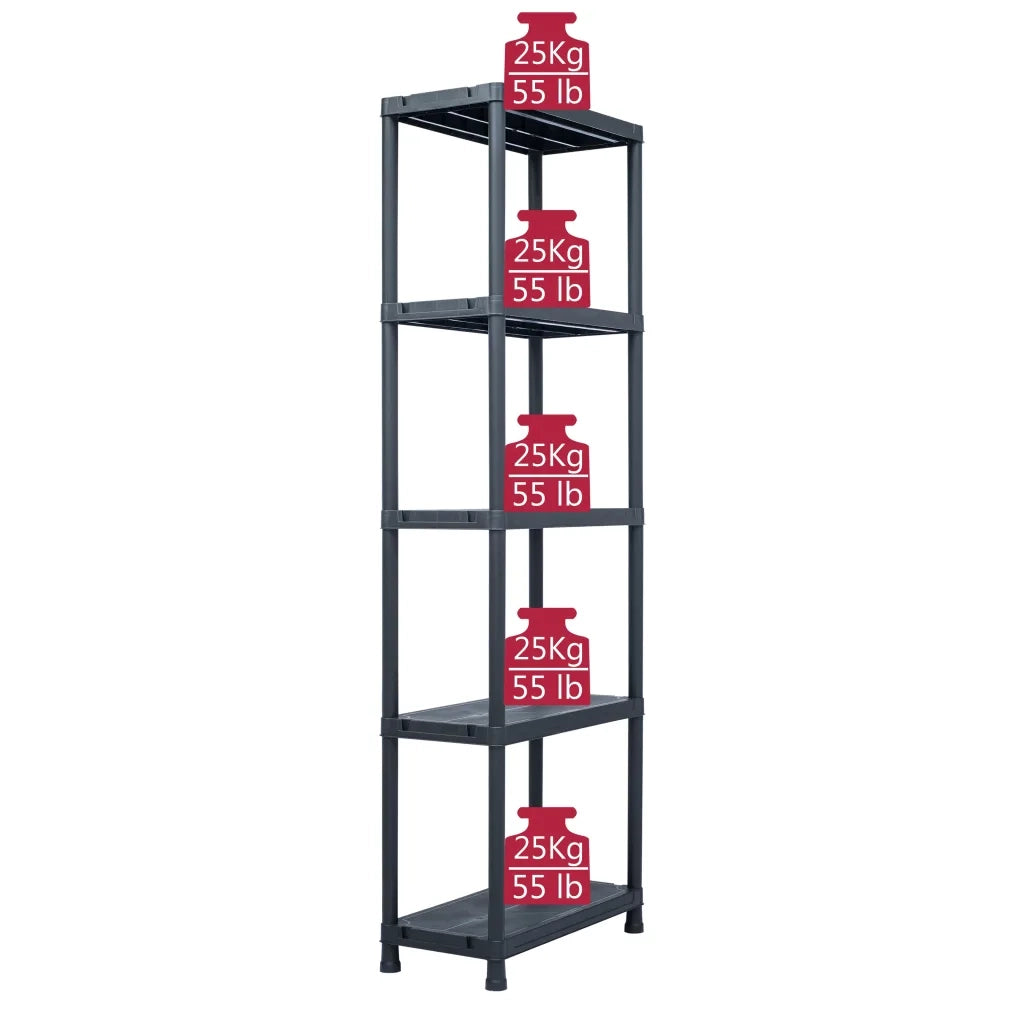 Scaffale Nero 125 kg 60x30x180 cm in Plastica CFW1031515