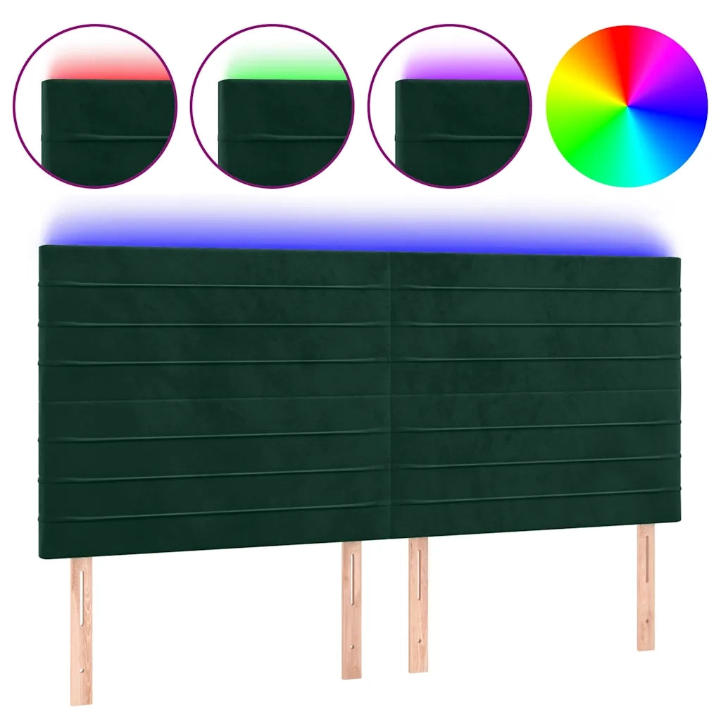 Testiera a LED-Testata con LED Verde Scuro 180x5x118/128cm in Velluto 477094