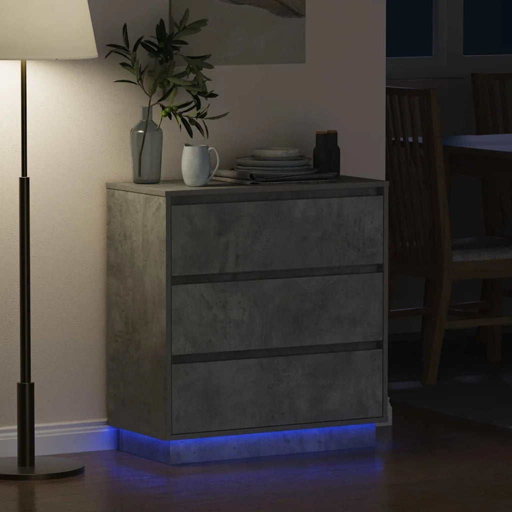 Comodino | Armadio da Notte | Mobiletto da notte con cassetto Grigio cemento 71 x 34,5 x 75 cm