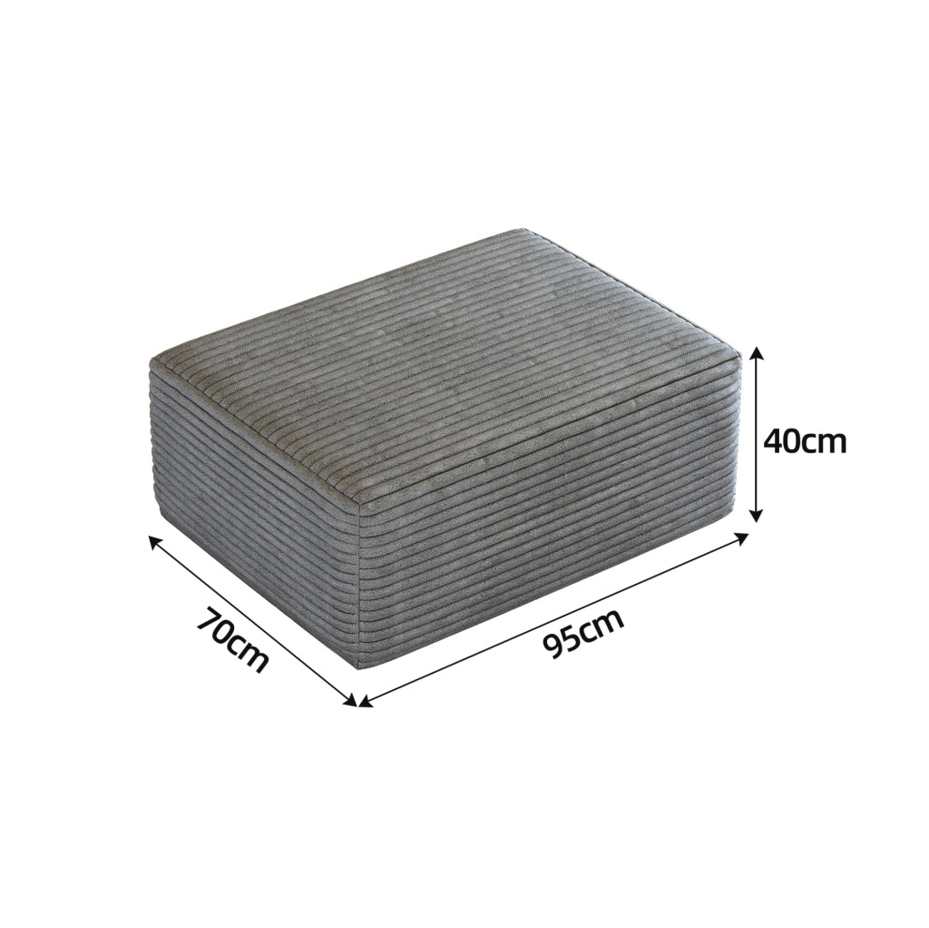 Chaise longue reversibile in tessuto a coste grigio
