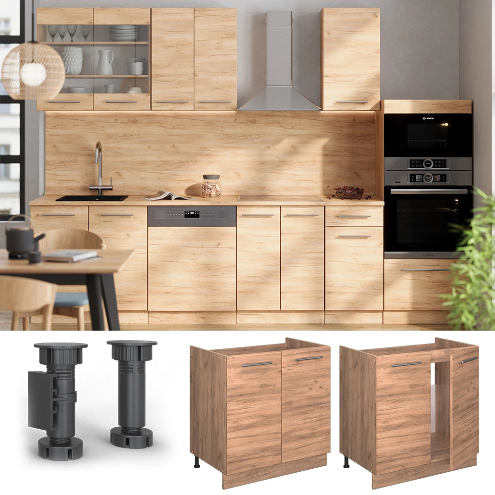 Vicco Mobile lavello cucina Quercia dorata 80 cm senza piano di lavoro