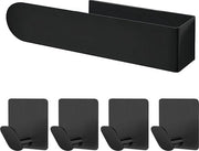 Houder di carta igienica autoadesivo - 4-pack ganci - Acciaio inossidabile - Senza forare - Bagno Cucina Camera da letto - Nero