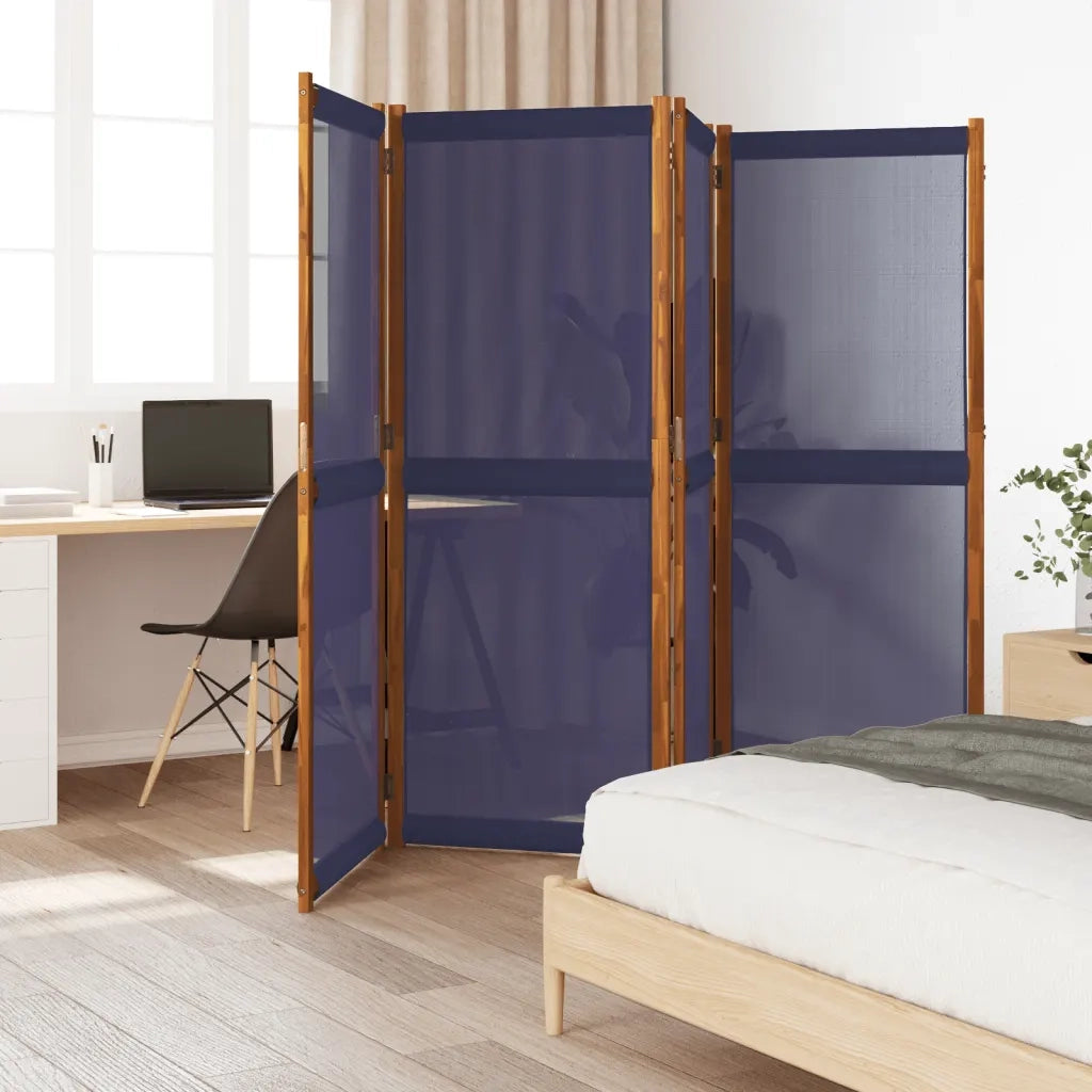 Divisorio Ambienti | Divider per stanze | Paravento a 4 Pannelli Blu Scuro 280x180 cm