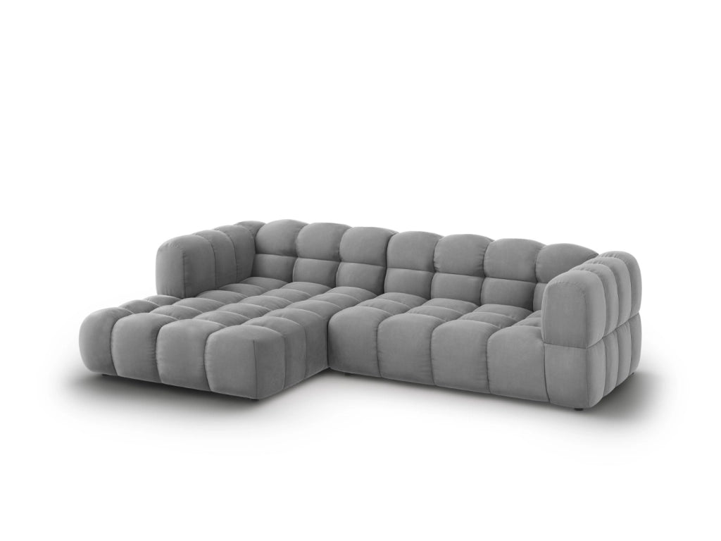Cosmopolitan Design - Divano angolare modulare sinistro "Sky" 4 posti in velluto grigio chiaro 