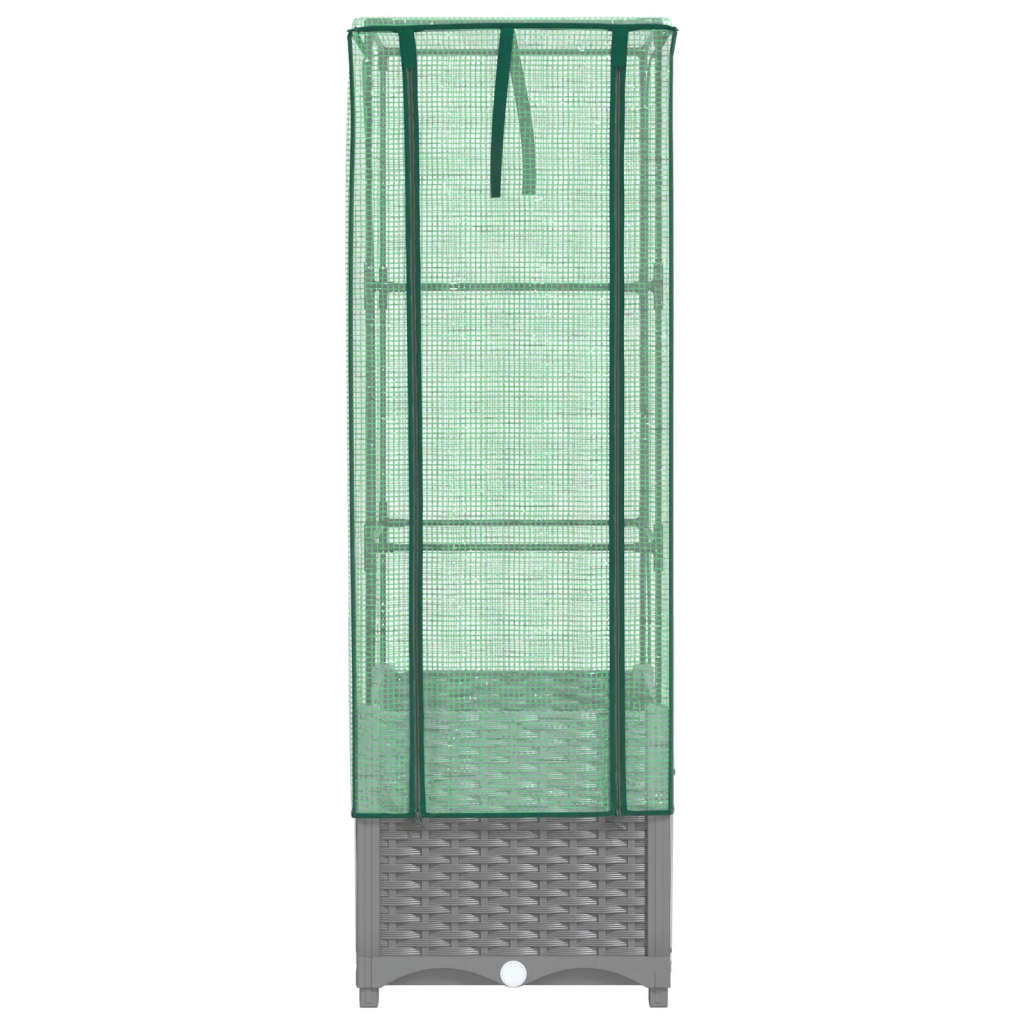 Aiuola rialzata/fioriera con copertura effetto rattan 40 x 40 x 139 cm grigio chiaro 02_0038776