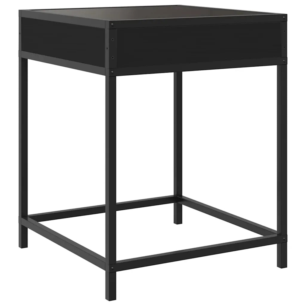 Comodino | Armadio da Notte | Mobiletto da notte con LED Infinity Nero 40x40x51 cm