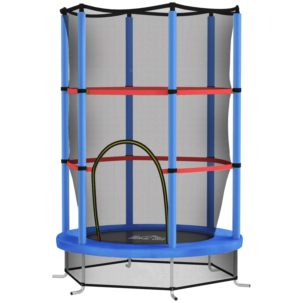 Tappeto Elastico per Bambini con Rete di Protezione ¨C zephmum ¨C Blu e Nero, ?140x190 cm
