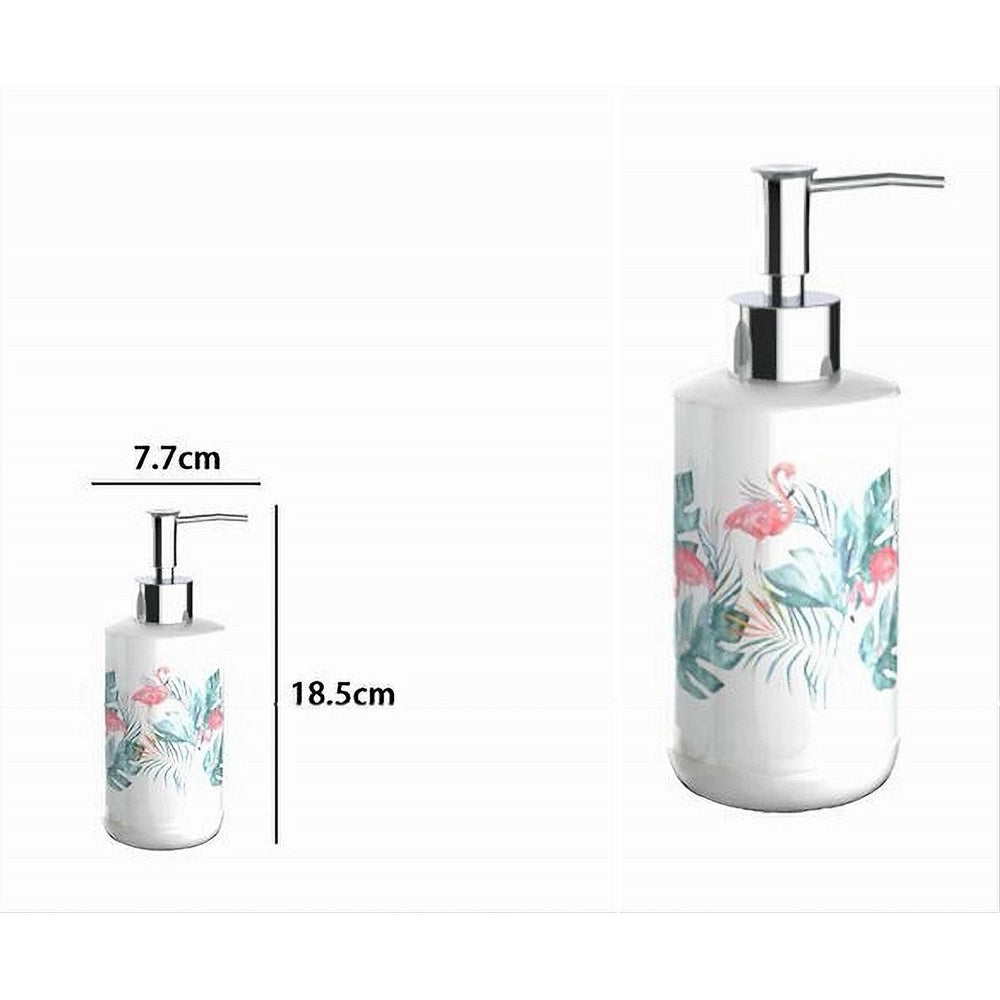 Trade Shop - Dispenser Sapone Liquido Fenicotteri Accessorio Porta Sapone Arredo Bagno 69958 -