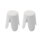 Set 2 sgabelli impilabili in bouclé, bianco
