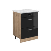 Vicco Mobiletto base per cucina Nero lucido 60 cm PL Marmo