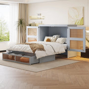 Letto a scomparsa multifunzione grigio 140x200 cm con cassetti