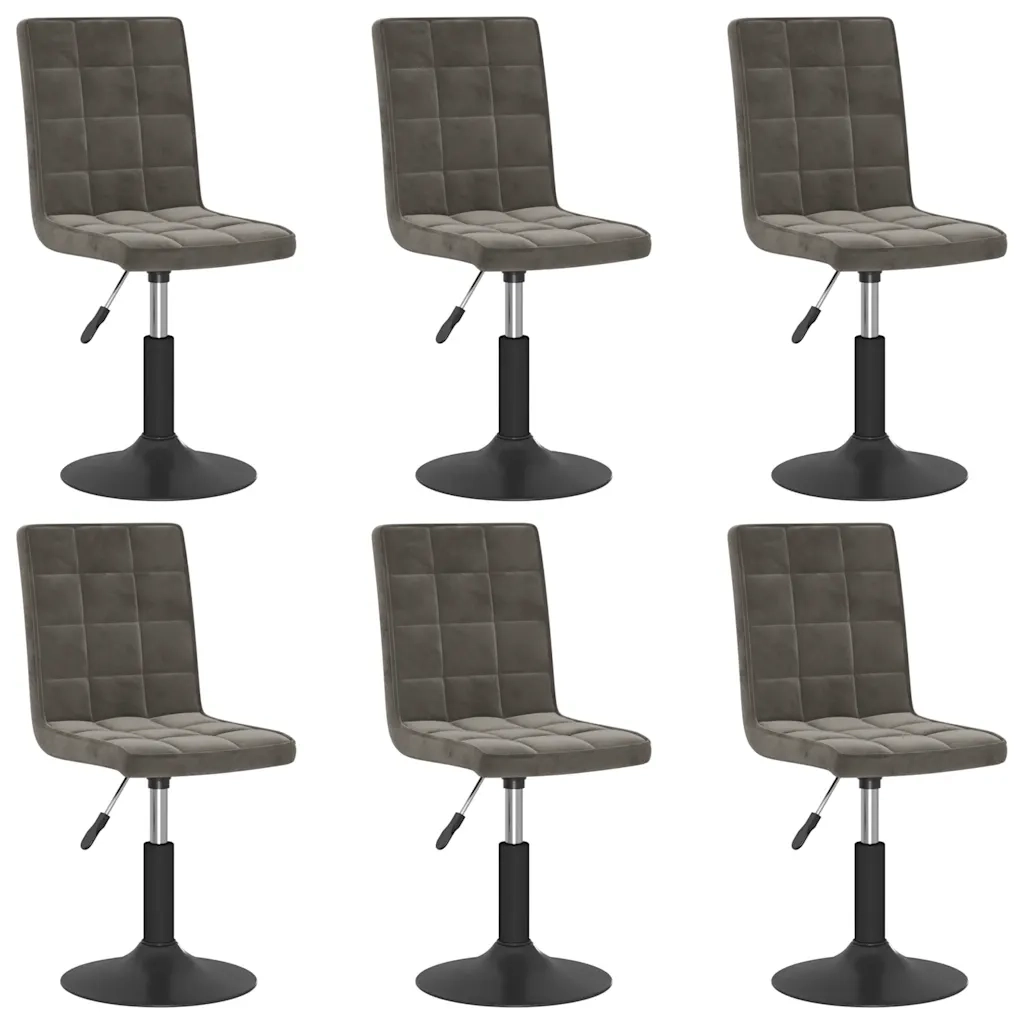 Sedie da Pranzo Girevoli 6 pz Grigio Scuro in Velluto 3089301