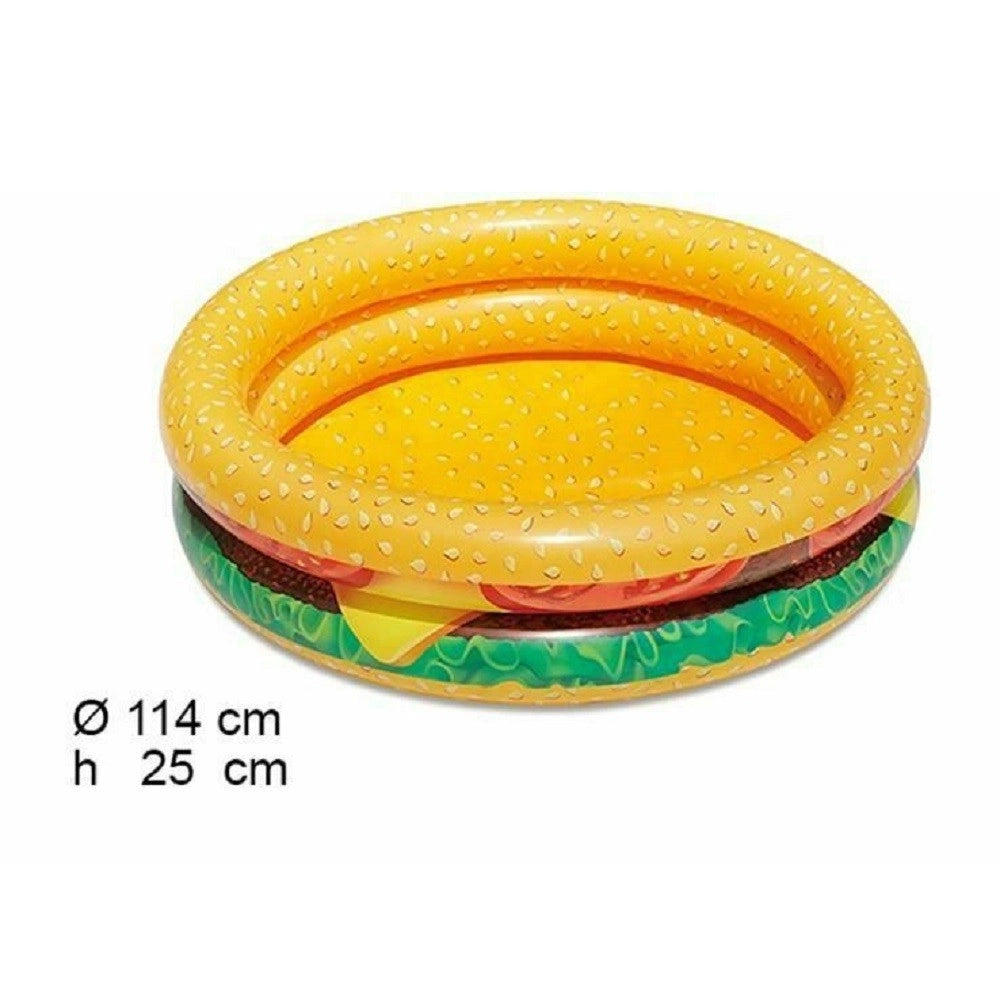 Trade Shop - Piscina Rotonda Gonfiabile Fuoriterra Hamburger Bambini Giardino 2 Anelli 114 Cm -