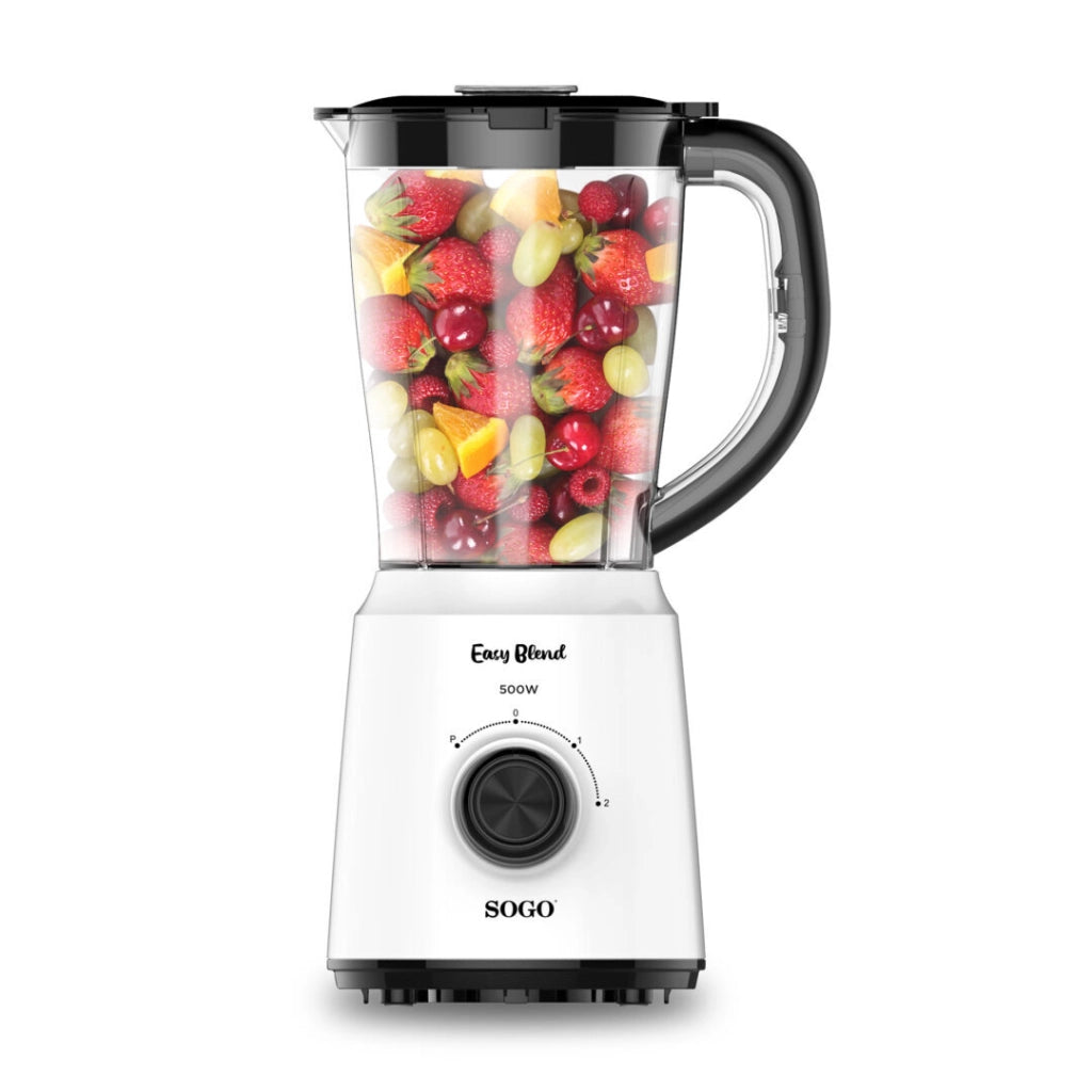 Frullatore elettrico da tavolo 500W, caraffa vetro 1,5L senza BPA, lame acciaio inox removibili con funzione pulse - SOGO