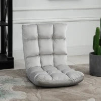 Poltrona Relax da Terra con Schienale Reclinabile fino 180°, 71x55x53.5cm, Grigio Chiaro