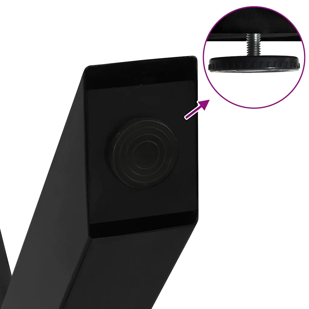 Gambe per tavolo da pranzo a forma di X 2 pz nere 90x(72-73) cm in acciaio 4012984