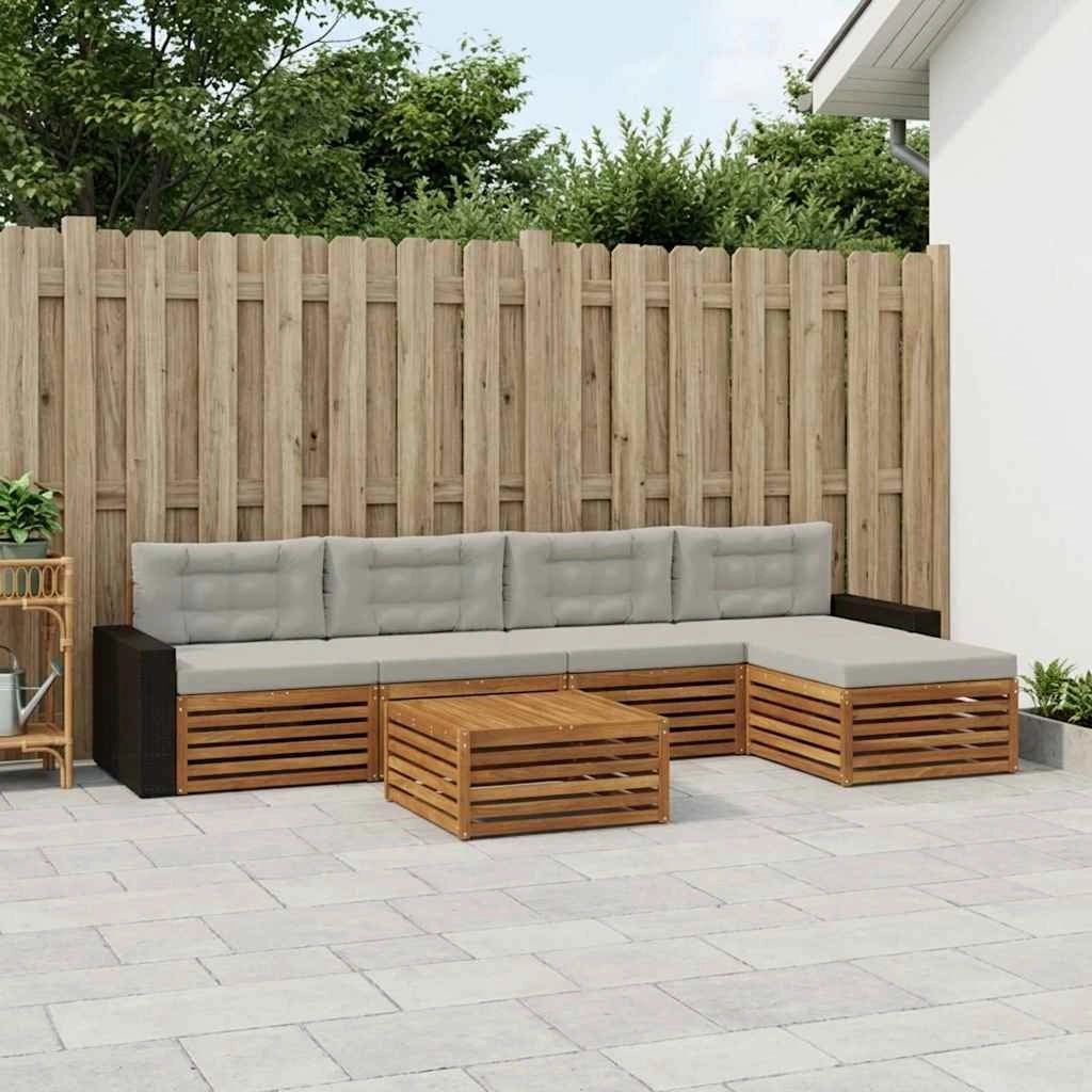 Set di divani da esterno 6 pz Naturale e Grigio Chiaro 3383274