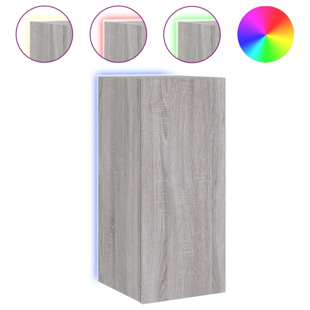 Mobile TV multimediale mensola TV credenza mobile TV sala da pranzo soggiorno camera da letto mobile a parete con luci LED Sonoma 30,5 x 35 x 70 cm grigio 02_0028045
